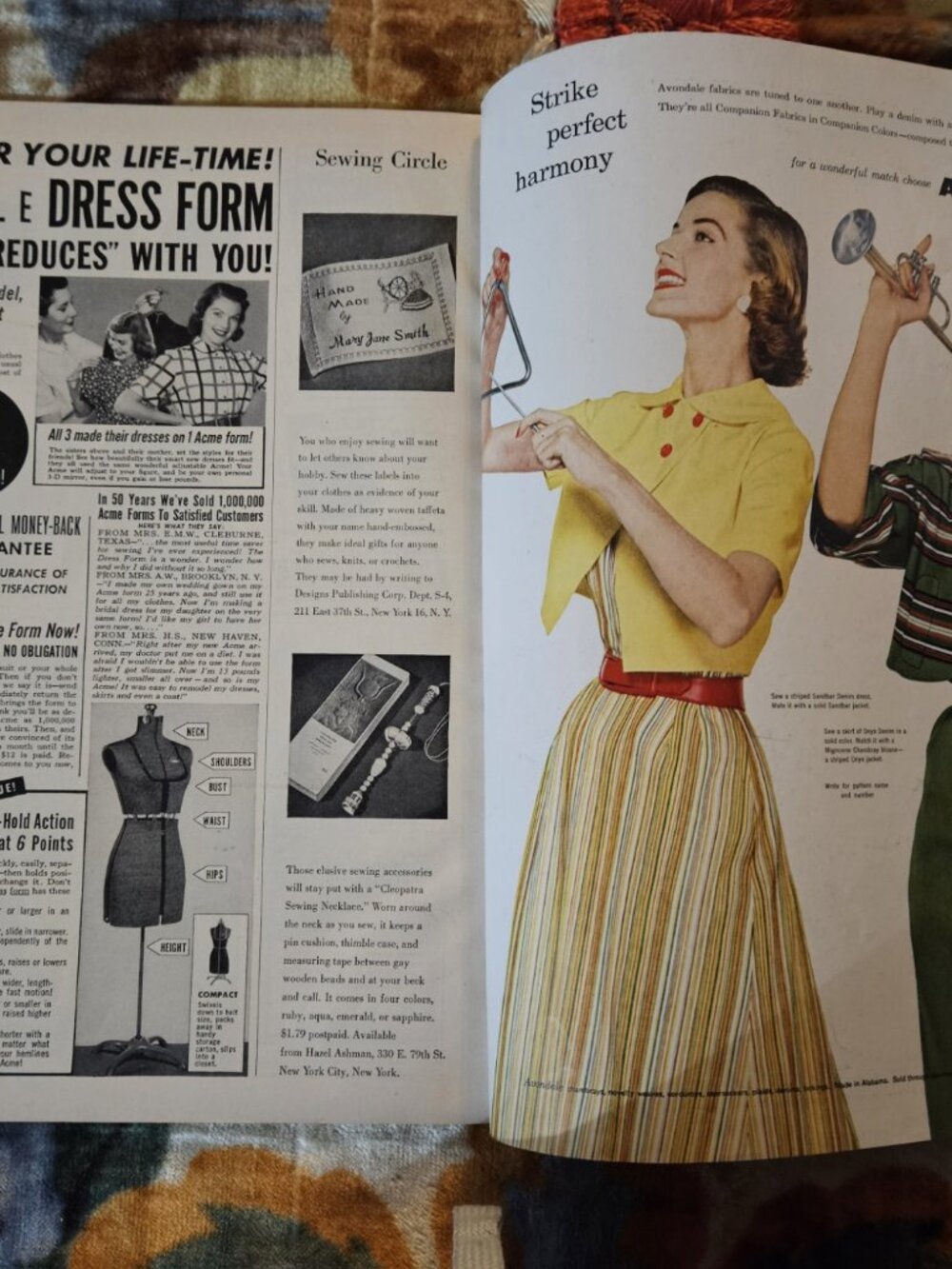 1954 SIMPLICITY PATTERN BOOK MAGAZINE ANTIQUE SEWING INSTRUCTIONS retro dress - Picture 6 of 7
